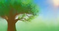 Landscape painting of big tree and blue sky Royalty Free Stock Photo