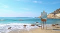 Beach Painting Easel With Ocean - Photobashing Style