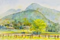 Landscape painting colorful of mountain and emotion Royalty Free Stock Photo