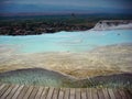 Landscape of Pamukkale, Turkey. Natural travertine pools and terraces in