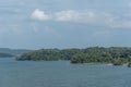 Landscape of Panama Canal on a cloudy day. Royalty Free Stock Photo