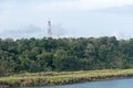 Landscape of Panama Canal on a cloudy day. Royalty Free Stock Photo