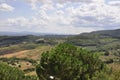 Landscape Panorama around Pienza town on VaL D`Orcia. Tuscany region. Italy Royalty Free Stock Photo