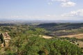 Landscape Panorama around Pienza town on VaL D`Orcia. Tuscany region. Italy Royalty Free Stock Photo