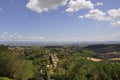 Landscape Panorama around Pienza town on VaL D`Orcia. Tuscany region. Italy Royalty Free Stock Photo