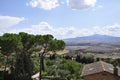 Landscape Panorama around Pienza town on VaL D`Orcia. Tuscany region. Italy Royalty Free Stock Photo