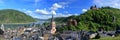 Landscape Panorama of Central Rhine Valley with Medieval Bacharach and Stahleck Castle, Rhineland-Palatinate, Germany Royalty Free Stock Photo