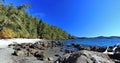 East Sooke Park Landscape Panorama of Aylard Farm Beach on Juan de Fuca Strait, Vancouver Island, British Columbia Royalty Free Stock Photo