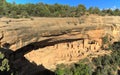 Mesa Verde National Park, Cliff Palace Panorama in Evening Light, Southwest Colorado, USA Royalty Free Stock Photo
