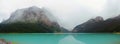 Banff National Park Landscape Panorama of Cloudy Summer Day in the Canadian Rocky Mountains at Lake Louise, Alberta Royalty Free Stock Photo