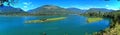 Landscape Panorama of Columbia River Valley with Big Eddy at Revelstoke, British Columbia, Canada