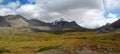 Jasper National Park, Canadian Rockies Landscape Panorama of Dramatic Clouds over Alpine Tundra at Wilcox Pass, Alberta, Canada Royalty Free Stock Photo