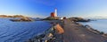 Fisgard Lighhouse Landscape Panorama in Evening Light at Fort Rodd Hill National Historic Site, Vancouver Island, British Columbia Royalty Free Stock Photo