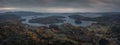 Landscape panorama with islands of HÃ¶ga Kusten at the lookout point RÃ¶dklitten in Sweden in autumn Royalty Free Stock Photo