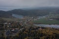 Landscape panorama with islands of HÃ¶ga Kusten on Mount Stortorget in the east of Sweden in autumn Royalty Free Stock Photo