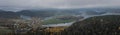 Landscape panorama with islands of HÃ¶ga Kusten on Mount Stortorget in the east of Sweden in autumn Royalty Free Stock Photo