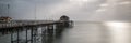 Landscape panorama long exposure peaceful image of Mumbles pier Royalty Free Stock Photo