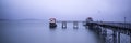 Landscape panorama long exposure peaceful image of Mumbles pier