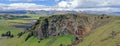 Landscape Panorama of Cliffs at Dyrholaey with Myrdalsjoekull Glacier, South Coast of Iceland