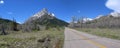 Waterton Lakes National Parl Landscape Panorama with Red Rock Canyon Road in Spring, Canadian Rocky Mountains, Alberta Royalty Free Stock Photo