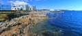 Landscape Panorama of Sidney Waterfront along Haro Strait on the Saanich Peninsula of Vancouver Island, British Columbia Royalty Free Stock Photo