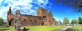 Sweetheart Abbey Ruins Panorama from Cloisters, New Abbey, Scotland, Great Britain