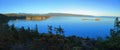 Landscape Panorama of Sunset at Cortes Bay from Red Granite Overlook, Cortes Island, Discovery Islands, BC, Canada