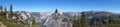 Landscape Panorama view of Half Dome Yosemite rock seen form Glacier Point in Yosemite National Park Wawona Rd, California, USA - Royalty Free Stock Photo