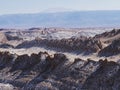 Landscape panorama view of rock formations in Valley of the moon Valle de la luna near San Pedro de Atacama desert Chile Royalty Free Stock Photo