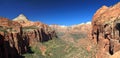 Zion National Park Landscape Panorama with Carmel Highway and Canyon in Morning Light, Utah, USA