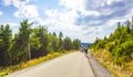 Landscape panorama walking path on Brocken mountain peak Harz Germany