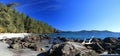 East Sooke Park Vancouver Island, Landscape Panorama of White Sand Beach at Beecher Bay, British Columbia, Canada Royalty Free Stock Photo