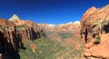 Landscape Panorama of Zion Canyon with Carmel Highway, Zion National Park, Utah