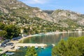 Landscape panoramic coast view between Nice and Monaco, Cote d'Azur, France, South Europe. Beautiful luxury resort of French Royalty Free Stock Photo