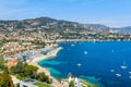 Landscape panoramic coast view between Nice and Monaco, Cote d'Azur, France, South Europe. Beautiful luxury resort of French Royalty Free Stock Photo