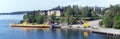 Vaxholm city pier - panoramic view, Stockholm archipelago, Sweden Royalty Free Stock Photo