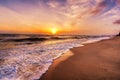 Landscape of paradise tropical island beach, sunrise shot