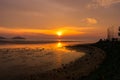 Landscape of paradise tropical island beach, sunrise shot Royalty Free Stock Photo