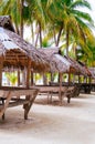 Landscape of paradise tropical island with palms and white sand beach Royalty Free Stock Photo