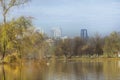 Landscape of park lake in the city Royalty Free Stock Photo