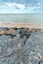 Landscape of rocks in front of the beach