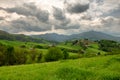 Landscape of Pays Basque, Green hills. French countryside in the Pyrenees mountains