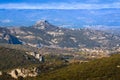 Landscape and peak at Gorges de l`Ardeche Royalty Free Stock Photo