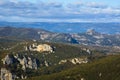 Landscape and peak at Gorges de l`Ardeche Royalty Free Stock Photo