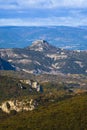 Landscape and peak at Gorges de l`Ardeche Royalty Free Stock Photo