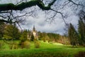 Landscape with Peles castle in Romania