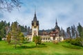 Landscape with Peles castle in Romania