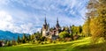 Landscape with Peles castle Royalty Free Stock Photo