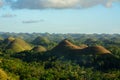 Landscape in Philippines, sunset over the chocolate hills on Bohol Island Royalty Free Stock Photo