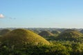 Landscape in Philippines, sunset over the chocolate hills on Bohol Island Royalty Free Stock Photo